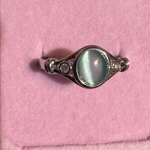 Silver Larimar Ethiopian Opal ring